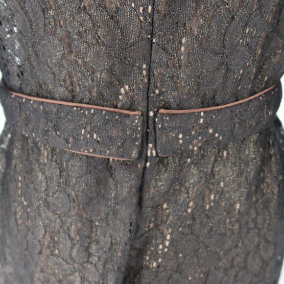 David Meister Women's Black 3/4 Sleeve Lace Gown w Nude Underlay Size 6 - Picture 9 of 11